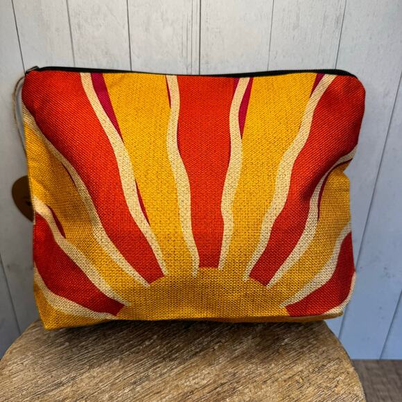 Rising Sun Makeup Bag Orange Yellow Cosmetics Bag Canvas Bag NEW - Picture 2 of 6